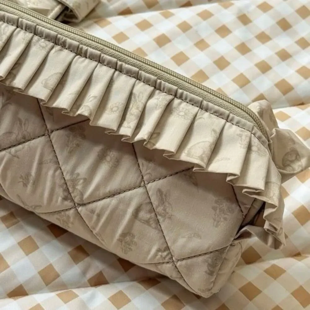 Daily Grind Ruffle Quilted Planner Accessories Kit Neutral Beige Bunny Grove